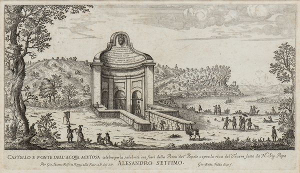 GIOVANNI BATTISTA FALDA : Castello e Fonte dell'Acqua Acetosa (Roma)  - Asta Stampe e Disegni dal XVI al XX secolo - Associazione Nazionale - Case d'Asta italiane
