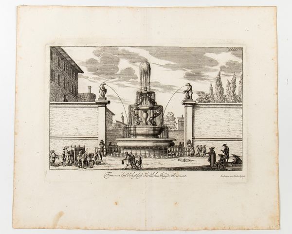 Sussanna Maria Sandrart : Fontana nel castello di Bracciano - Fontana in Piazza Colonna - Fontana all'ingresso di Palazzo Aldobrandini - Fontana dei Principi di Palestrina  - Asta Stampe e Disegni dal XVI al XX secolo - Associazione Nazionale - Case d'Asta italiane