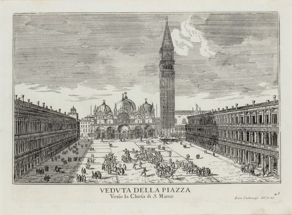 LUCA CARLEVARIJS : Veduta della Piazza verso la chiesa di s. Marco  - Asta Stampe e Disegni dal XVI al XX secolo - Associazione Nazionale - Case d'Asta italiane
