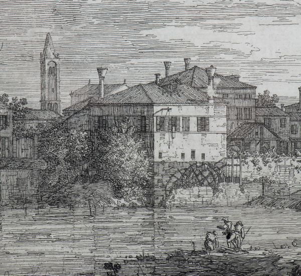 Giovanni Antonio Canal Il Canaletto : Veduta di Dolo sulla riva del fiume  - Asta Stampe e Disegni dal XVI al XX secolo - Associazione Nazionale - Case d'Asta italiane