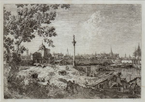 Giovanni Antonio Canal Il Canaletto : Capriccio con edifici padovani  - Asta Stampe e Disegni dal XVI al XX secolo - Associazione Nazionale - Case d'Asta italiane