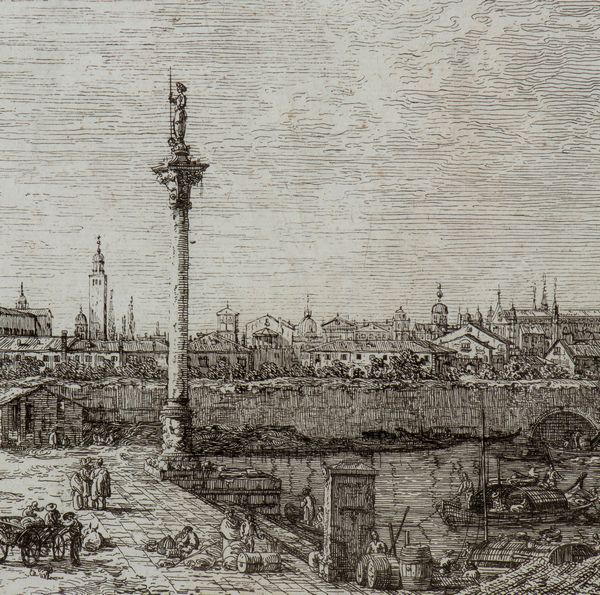 Giovanni Antonio Canal Il Canaletto : Capriccio con edifici padovani  - Asta Stampe e Disegni dal XVI al XX secolo - Associazione Nazionale - Case d'Asta italiane
