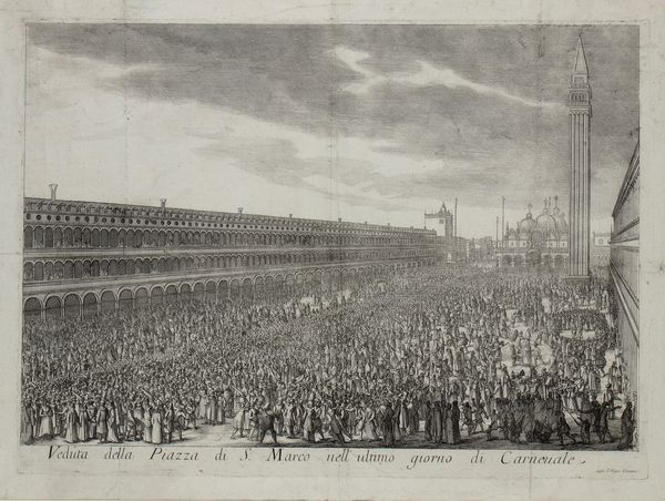 Veduta della Piazza di S. Marco nell'ultimo giorno di Carnevale  - Asta Stampe e Disegni dal XVI al XX secolo - Associazione Nazionale - Case d'Asta italiane