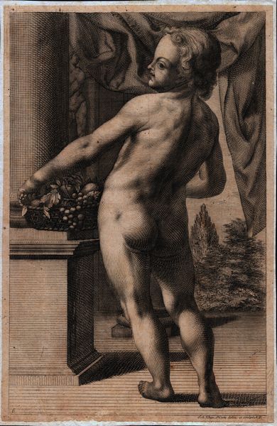 Johann Daniel Herz : Putto con cesto di frutta  - Asta Stampe e Disegni dal XVI al XX secolo - Associazione Nazionale - Case d'Asta italiane
