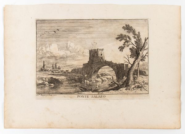 ADRIEN MANGLARD : Ponte Salaro - Ponte Mamolo fuori di Roma  - Asta Stampe e Disegni dal XVI al XX secolo - Associazione Nazionale - Case d'Asta italiane