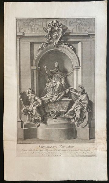 Jakob Frey : Monumento sepolcrale del Gregorio XIII  - Asta Stampe e Disegni dal XVI al XX secolo - Associazione Nazionale - Case d'Asta italiane