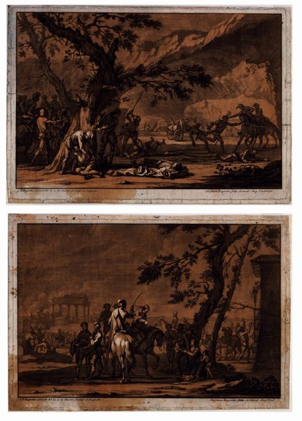 Christian Rugendas : Battaglie, da Georg Philipp Rugendas  - Asta Stampe e Disegni dal XVI al XX secolo - Associazione Nazionale - Case d'Asta italiane