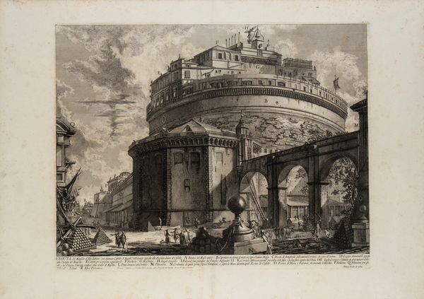 GIOVANNI BATTISTA PIRANESI : Veduta del Mausoleo d'Elio Adriano (ora chiamato Castello Sant'Angelo)...  - Asta Stampe e Disegni dal XVI al XX secolo - Associazione Nazionale - Case d'Asta italiane