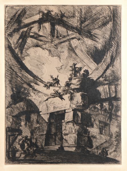 GIOVANNI BATTISTA PIRANESI : Porta ciclopica sormontata da ruota, dalla serie Carceri  - Asta Stampe e Disegni dal XVI al XX secolo - Associazione Nazionale - Case d'Asta italiane