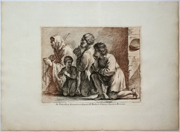 Francesco Bartolozzi : Una famiglia in preghiera, dal Guercino  - Asta Stampe e Disegni dal XVI al XX secolo - Associazione Nazionale - Case d'Asta italiane