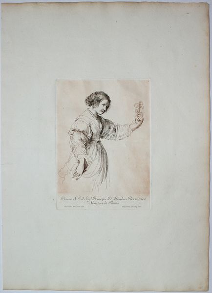 James Nevay : Giovanne donna con un fiore, da Guercino  - Asta Stampe e Disegni dal XVI al XX secolo - Associazione Nazionale - Case d'Asta italiane