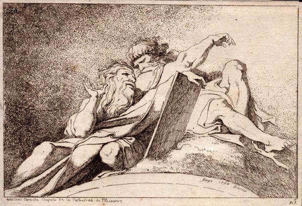 Jean Honoré Fragonard : Due profeti, da Annibale Carracci  - Asta Stampe e Disegni dal XVI al XX secolo - Associazione Nazionale - Case d'Asta italiane