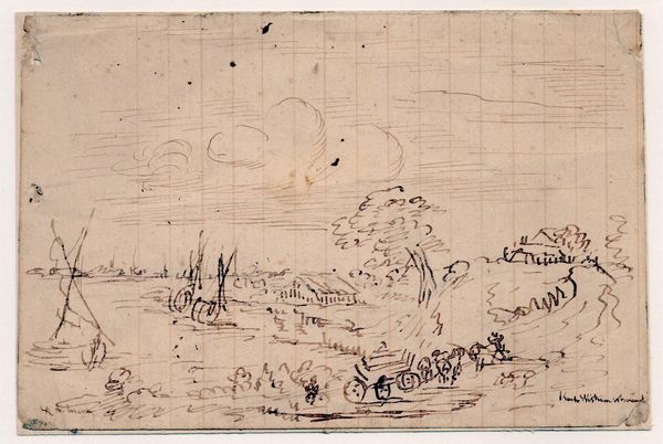 Paesaggio di campagna con corso d'acqua e barche  - Asta Stampe e Disegni dal XVI al XX secolo - Associazione Nazionale - Case d'Asta italiane