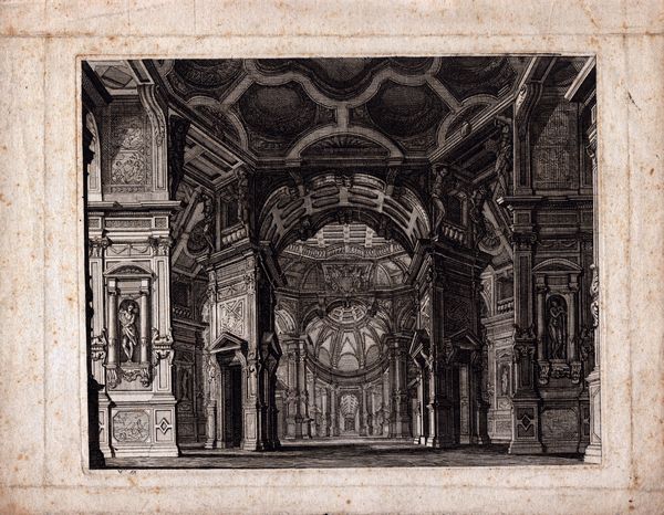 Vincenzo Mazzi : Scenografia: interno di una chiesa  - Asta Stampe e Disegni dal XVI al XX secolo - Associazione Nazionale - Case d'Asta italiane