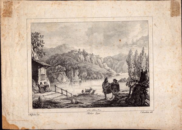 Charlotte Bonaparte : Paesaggio con corso d'acqua, dalla invenzione di Napoleone Bonaparte  - Asta Stampe e Disegni dal XVI al XX secolo - Associazione Nazionale - Case d'Asta italiane