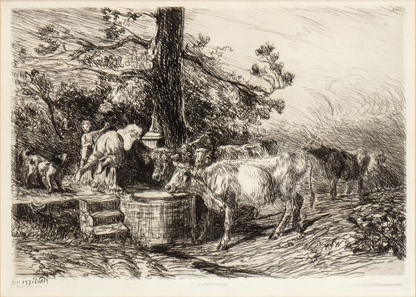 Giuseppe Palizzi : L'Abreuvoir  - Asta Stampe e Disegni dal XVI al XX secolo - Associazione Nazionale - Case d'Asta italiane