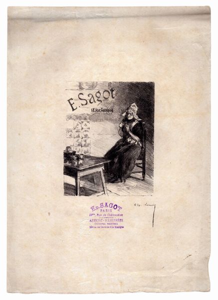 Alexandre Lunois : E. Sagot 18 Rue Guenegaud (Jeune fille assise, cousant)  - Asta Stampe e Disegni dal XVI al XX secolo - Associazione Nazionale - Case d'Asta italiane