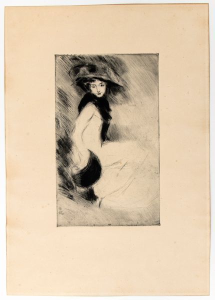 LINO SELVATICO : Donna con cappello  - Asta Stampe e Disegni dal XVI al XX secolo - Associazione Nazionale - Case d'Asta italiane