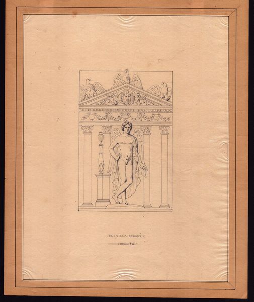 Statua di Eros di fronte al Tempio di Diana a Villa Albani, Roma  - Asta Stampe e Disegni dal XVI al XX secolo - Associazione Nazionale - Case d'Asta italiane