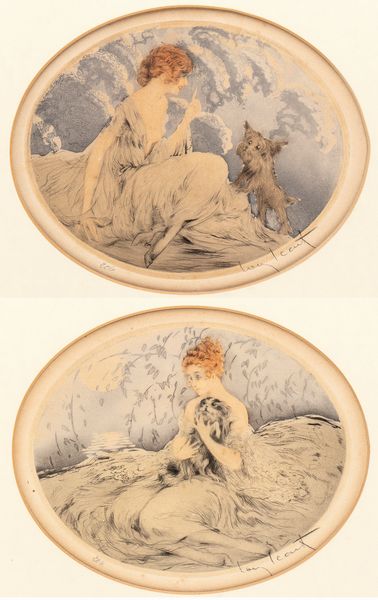 LOUIS ICART : Fanciulla con un zwergschnauzer - Fanciulla con un schitzu  - Asta Stampe e Disegni dal XVI al XX secolo - Associazione Nazionale - Case d'Asta italiane