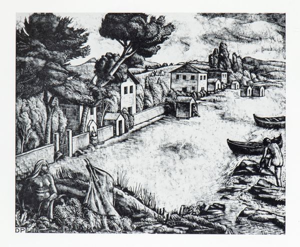 DIEGO PETTINELLI : Scrocio con case e le barche  - Asta Stampe e Disegni dal XVI al XX secolo - Associazione Nazionale - Case d'Asta italiane