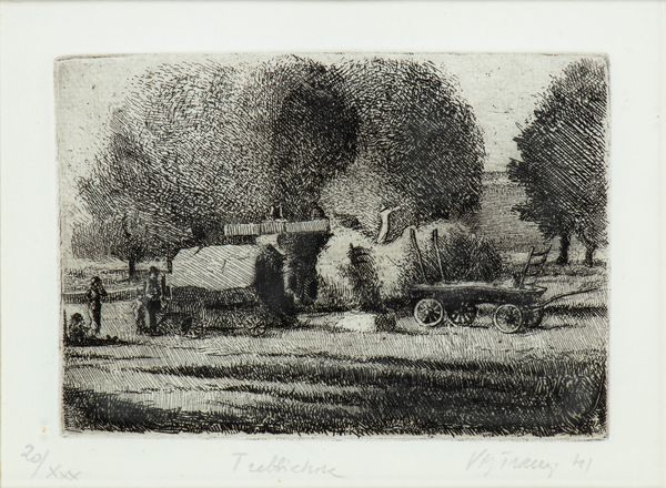 VIRGILIO  TRAMONTIN : Trebbiatura  - Asta Stampe e Disegni dal XVI al XX secolo - Associazione Nazionale - Case d'Asta italiane