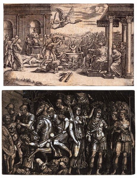 Étienne Delaune : Il martirio di santa Felicita di Roma - Traiano incoronato dalla Vittoria  - Asta Stampe e Disegni dal XVI al XX secolo - Associazione Nazionale - Case d'Asta italiane