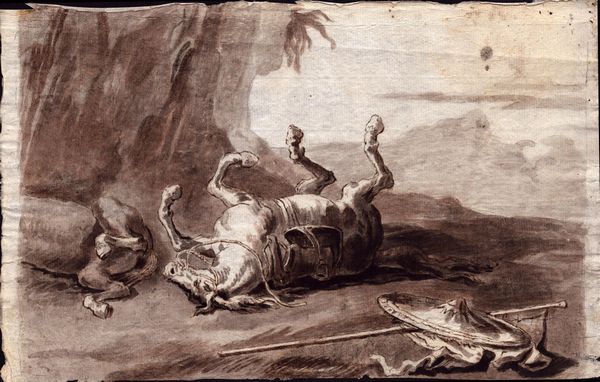 GIANDOMENICO TIEPOLO : Due cavalli caduti in battaglia  - Asta Stampe e Disegni dal XVI al XX secolo - Associazione Nazionale - Case d'Asta italiane