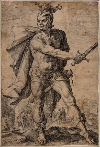 HENDRIK GOLTZIUS : Muzio Scevola  - Asta Stampe e Disegni dal XVI al XX secolo - Associazione Nazionale - Case d'Asta italiane