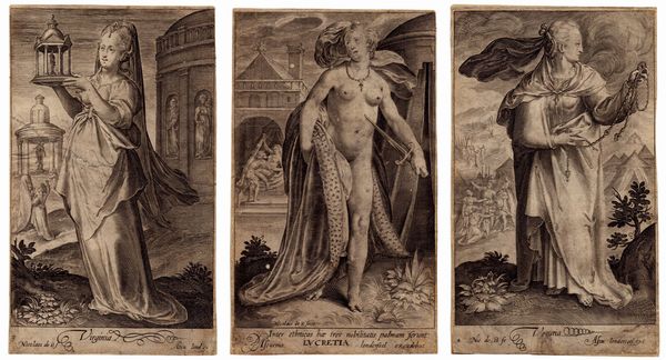 Nicolas de Bruyn : Virginia - Veturia - Lucretia  - Asta Stampe e Disegni dal XVI al XX secolo - Associazione Nazionale - Case d'Asta italiane