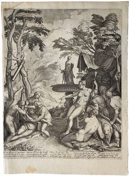 Matthias Greuter : Diana e Callisto, da Tiziano  - Asta Stampe e Disegni dal XVI al XX secolo - Associazione Nazionale - Case d'Asta italiane