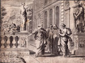 Claude Mellan - Allegoria del Collegio Romano, da Pietro da Cortona