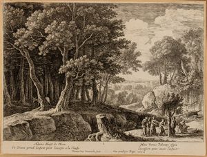 Herman Van Swanevelt : Sei paesaggi con la storia di Adone  - Asta Stampe e Disegni dal XVI al XX secolo - Associazione Nazionale - Case d'Asta italiane