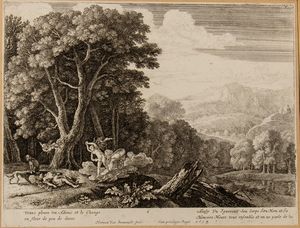 Herman Van Swanevelt : Sei paesaggi con la storia di Adone  - Asta Stampe e Disegni dal XVI al XX secolo - Associazione Nazionale - Case d'Asta italiane