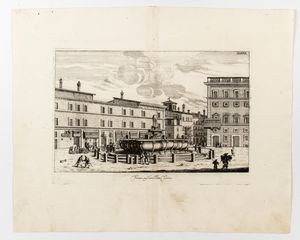 Sussanna Maria Sandrart : Fontana nel castello di Bracciano - Fontana in Piazza Colonna - Fontana all'ingresso di Palazzo Aldobrandini - Fontana dei Principi di Palestrina  - Asta Stampe e Disegni dal XVI al XX secolo - Associazione Nazionale - Case d'Asta italiane