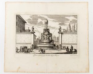 Sussanna Maria Sandrart : Fontana nel castello di Bracciano - Fontana in Piazza Colonna - Fontana all'ingresso di Palazzo Aldobrandini - Fontana dei Principi di Palestrina  - Asta Stampe e Disegni dal XVI al XX secolo - Associazione Nazionale - Case d'Asta italiane