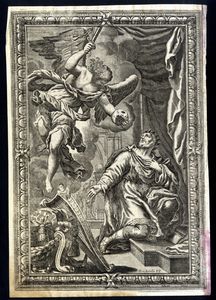 Elisabetta Piccini detta Suor Isabella : Annunciazione - Apparizione dell'angelo a David - Cristo risorto  - Asta Stampe e Disegni dal XVI al XX secolo - Associazione Nazionale - Case d'Asta italiane