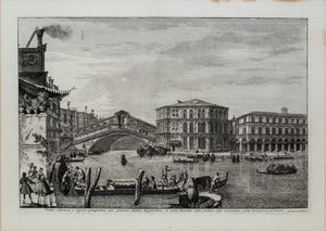 Michele  Marieschi - Forum olitorium e regione prospectum, cum proximis publicis Magistatibus, et ponte Rivoalti...