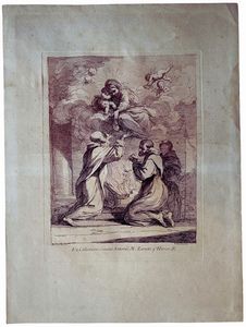 Francesco Bartolozzi - L'apparizione della Vergine a tre santi, dal Guercino