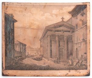 Vedute di Roma: Foro Boario, Arco di Giano e la Basilica di Massenzio  - Asta Stampe e Disegni dal XVI al XX secolo - Associazione Nazionale - Case d'Asta italiane