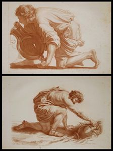 Antoine Carrée<br>Marie Adelaide Louise Duclos - Uomo che raccoglie acqua con una brocca - Giovane con una brocca