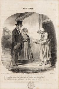 Honoré Daumier - Pastorales, no. 48: En v'ia, mon biau tnosieu, du lait comme vous n'en trouvais point dans vot Paris!