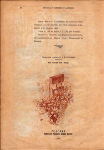 BASILIO CASCELLA (Pescara, 1860 - Roma, 1950) : Pescara e Gabriele d'Annunzio  - Asta Stampe e Disegni dal XVI al XX secolo - Associazione Nazionale - Case d'Asta italiane