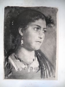 Francesco Paolo Michetti : Teste e busti di donne in costume e di contadini abruzzesi  - Asta Stampe e Disegni dal XVI al XX secolo - Associazione Nazionale - Case d'Asta italiane