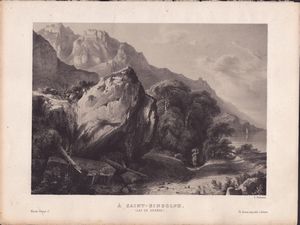 Antonio Fontanesi : Embouchures de Rhone - A' Saint-Gingolph (Lac de Genve)  - Asta Stampe e Disegni dal XVI al XX secolo - Associazione Nazionale - Case d'Asta italiane