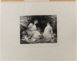 HENRI FANTIN-LATOUR : Le Bagnanti - La sorgente nel bosco  - Asta Stampe e Disegni dal XVI al XX secolo - Associazione Nazionale - Case d'Asta italiane