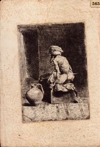 Francisco Peralta - Figura di anziano con turbante di schiena