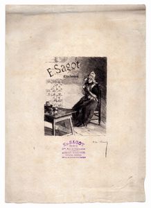 Alexandre Lunois - E. Sagot 18 Rue Guenegaud (Jeune fille assise, cousant)