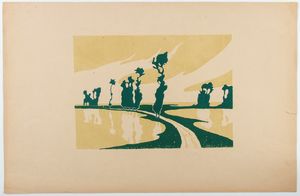 Charles Victor Guilloux : L'Inondation (Paysage aux peupliers)  - Asta Stampe e Disegni dal XVI al XX secolo - Associazione Nazionale - Case d'Asta italiane