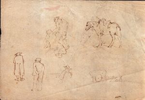 Serie di otto schizzi con soggetti varii  - Asta Stampe e Disegni dal XVI al XX secolo - Associazione Nazionale - Case d'Asta italiane